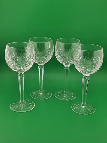 Set Of 4 Vintage Waterford Crystal Lismore Hock Wine Glasses Ireland 7 3/8"