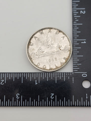 Vintage 1962 Canadian $1 Voyageur Silver Dollar $1 Coin. Elizabeth II Coin.