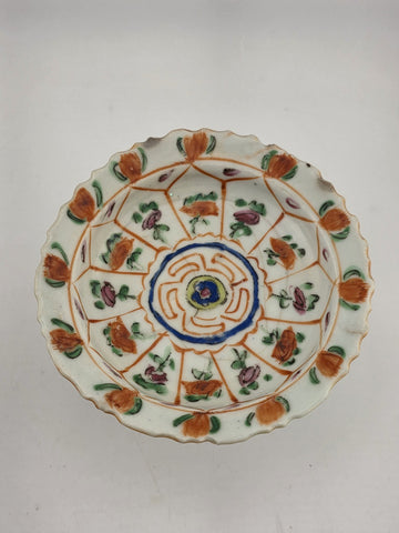 Set Of 3 Chinese 1800's Qing Dynasty Hand Painted Mandarin Rose Porcelain Dishes