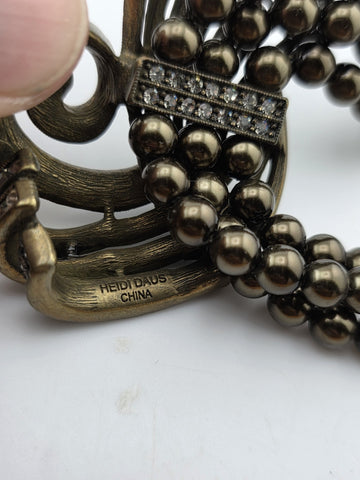 Rare Vintage Heidi Daus Statement Necklace & Bracelet, Chunky Black Faux Pearls
