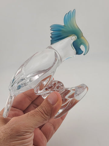 Vintage Royales de Champagne Frosted and Clear Crystal Cockatoo Bird Figurine