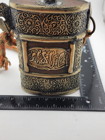 RARE ANTIQUE ORNATE MOROCCAN TOUAREG ISLAMIC ENGRAVED BRASS GUN POWDER FLASK
