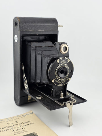 Antique Kodak No.2 Folding Cartridge Hawk-Eye Camera w/ Manual Vintage 120 Film