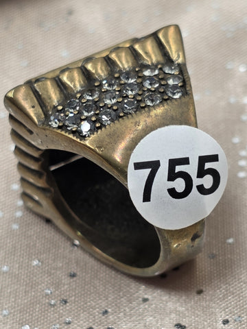 Vintage Heidi Daus Womens Size 8 Ring Faceted Gray Purple Swarovski Crystal Glam