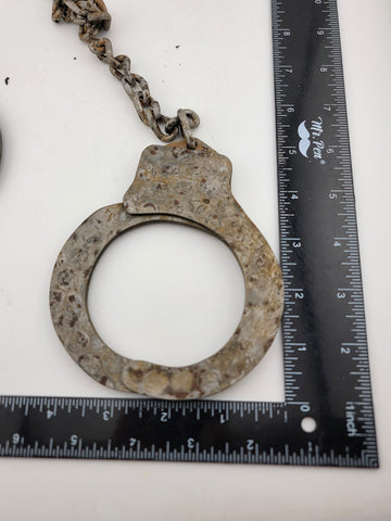 Antique WW2 Era Harvard Lock Company New York Leg Shackles Leg Irons Cuffs