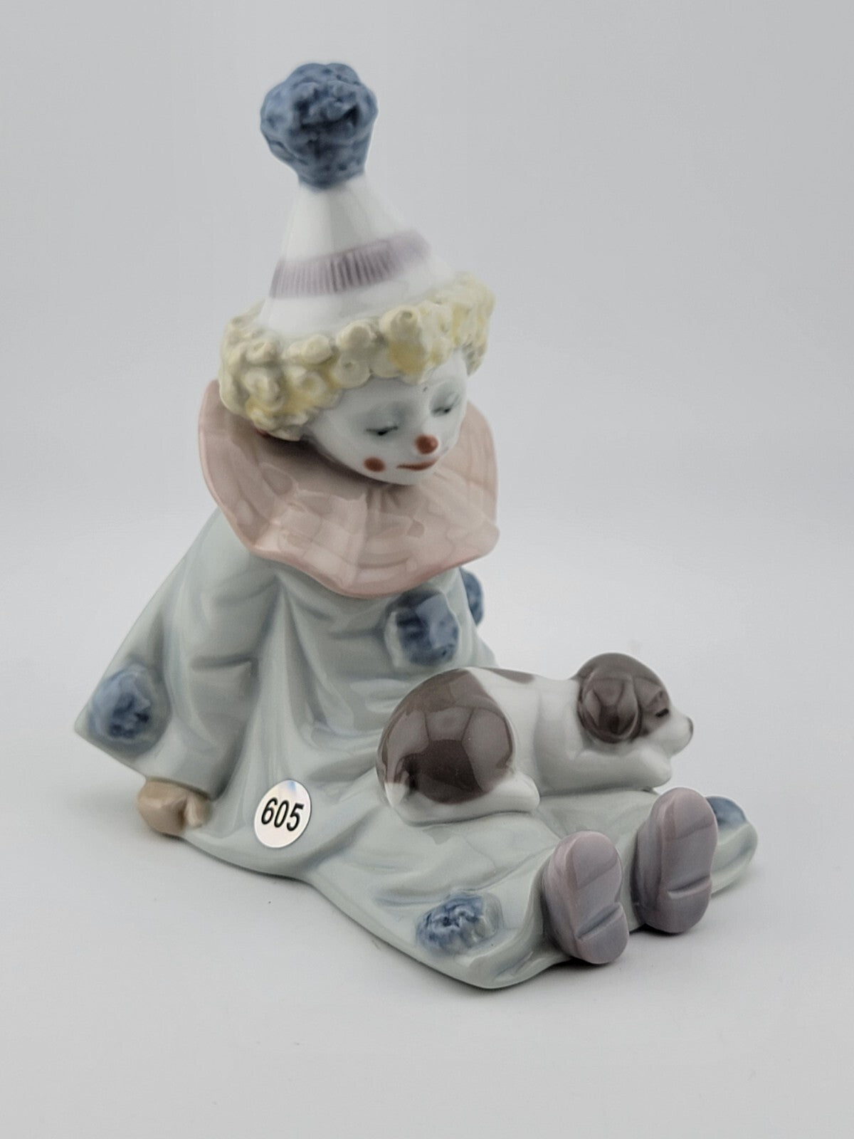 Retired LLadro Spain Figurine # 5277 Pierrot With Puppy Commedia Dell'Arte Clown