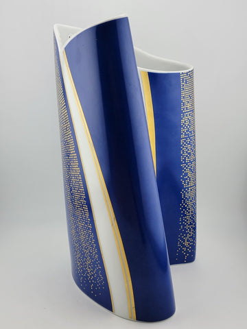 Vintage Large Barbara Brenner Porcelain Vase  Blue Spirit for Rosenthal. 10 Inch