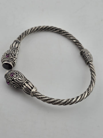 925 Sterling Silver Handmade Tribal Kada Bangle Bracelet Unisex Vintage