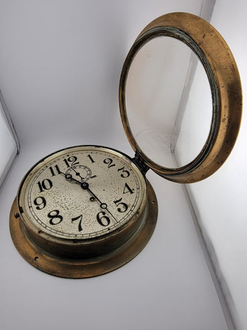 Rare Antique Large Chelsea Ships Clock 10” Brass. Good Condition. Sold As-is.
