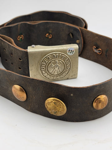 Antique Original WWI Imperial German "Hate Belt" with Buttons & Buckle. 34 inch