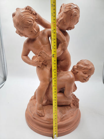 French Terracotta Group of Cherubs After Clodion Bacchanal (1738–1814). 19 Inch.