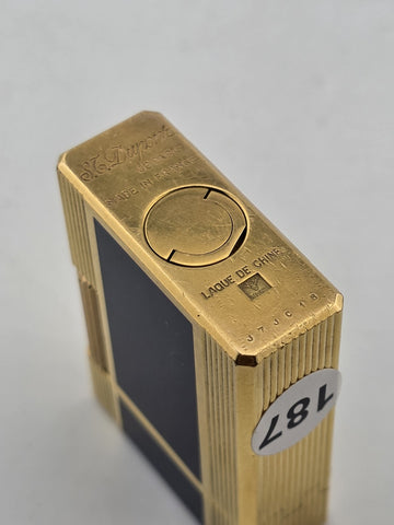 Vintage Authentic St Dupont Laque De Chine France Gold Plated Ligne 1 Lighter.