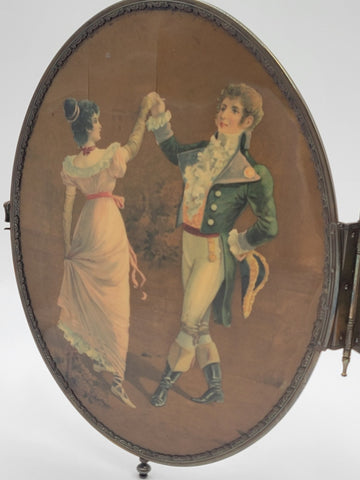 Rare 1800's Victorian Bronze Frame Dancing Couple Triple Hanging Shaving Vanity.