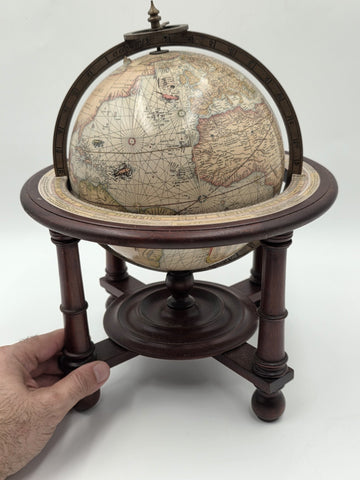 VTG Old World Zodiac Astrology Wooden Desktop 11” Globe w/ Stand -Made in Italy