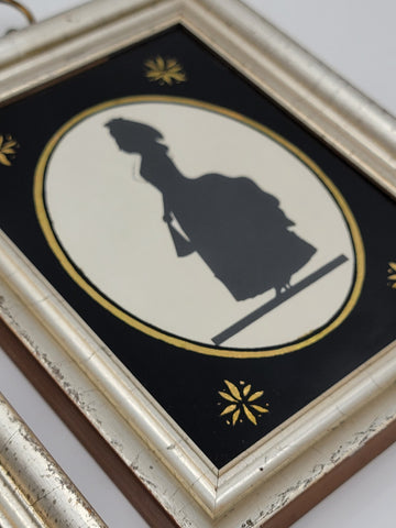 Rare Antique 1930 Pair Of Borghese Framed Silhouette George & Martha  Washington