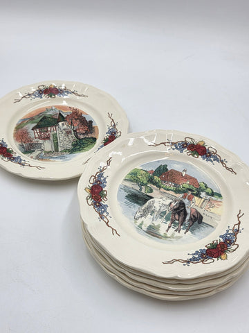 Set Of 6 OBERNAI SARREGUEMINES FRANCE FREE GRINDLEY AND CO BM32 CERAMIC PLATES