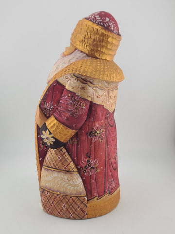 Ded Moroz Russian Hand Carved Wooden Santa Figurine Sergiyev Posad. Fluorescent.