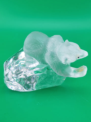 Faberge Crystal Polar Bear Signed Igor Carl Faberge Made in France. Missing Fish