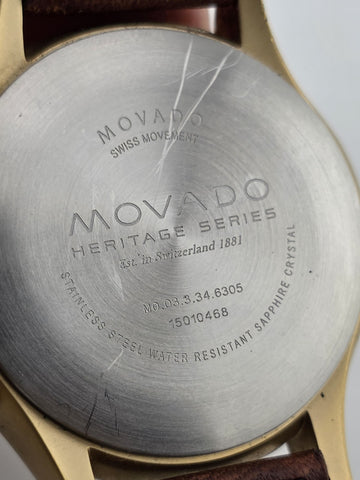 Original Movado Heritage Series Calendoplan Chronograph Watch 03.3.34.6035 Works