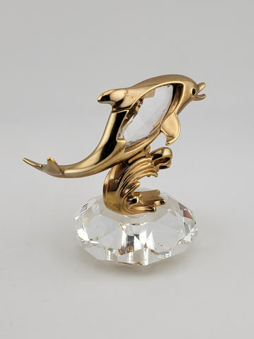 Lencia  Star Collection Austrian Lead Crystal/ 22 Carat Goldplated Metal Dolphin