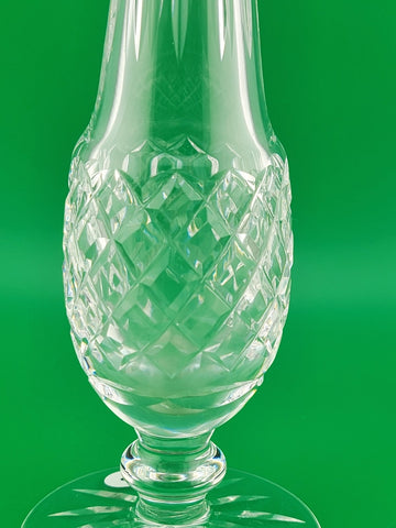 Vintage Waterford Crystal Criss-Cross Cut Pedestal Bud Vase - 9 1/4 in. Signed