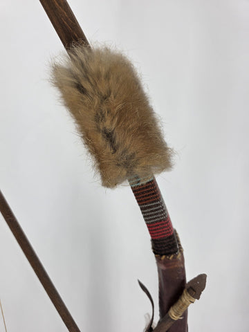 Rare Vintage Native American Bow & Arrows Tribe w/Fur & Leather 44” Long.