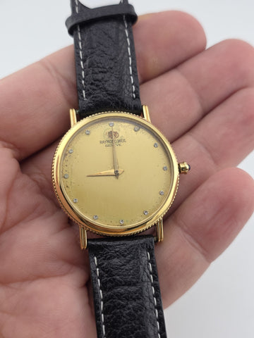 Vintage Raymond Weil Geneva 5536 18k Gold Electroplated  Quartz Watch RUN GREAT
