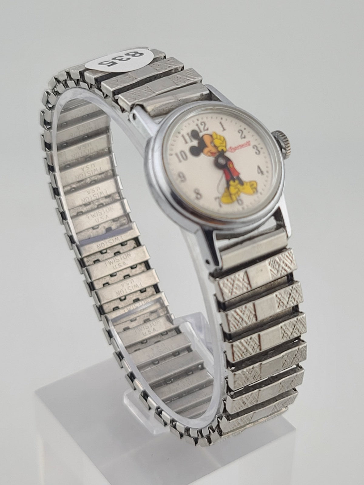 Vintage Ingersoll Disney Mickey Mouse 24mm Manual Wind Watch Good Running