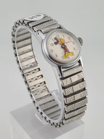 Vintage Ingersoll Disney Mickey Mouse 24mm Manual Wind Watch Good Running