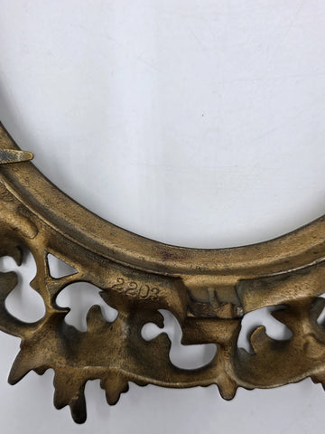 Rare Antique Baroque Victorian Ornate Gilt Brass Oval Frame Vanity Mirror/frame.