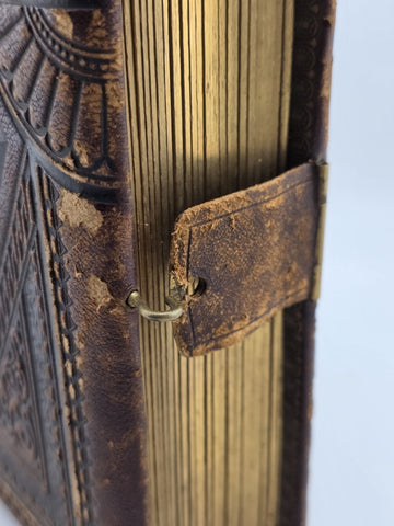 ANTIQUE 19TH C VICTORIAN BROWN CABINET TIN TYPE PHOTO FAMILY ALBUM. ALMOST FULL.