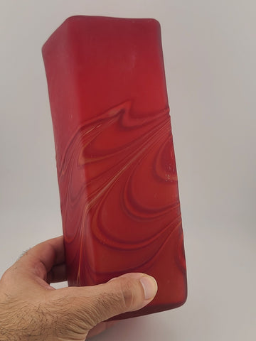 Beautiful Vintage Azerbaijan Glassware Hand Blown Vases  8.5" RED Swirl