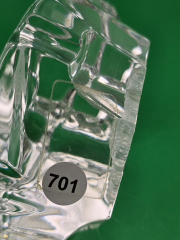 Crystal Paperweight Etched Owl On Branch Art Glass Clear