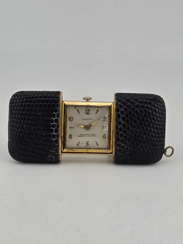 Vintage Rensie Shockprotected Enermatic Mainspring Gold Tone Travel Clock. Read.