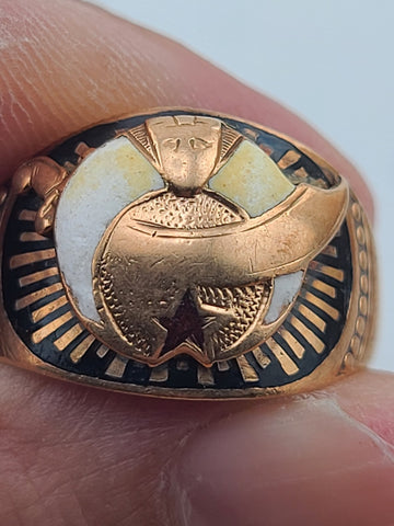 Vintage 10k Solid Gold Masonic Ostby Barton Shriner Ring Size 9. Weight 6.1 Gram