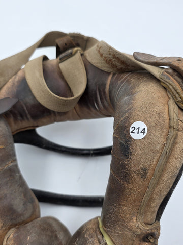 Rare Antique C 1920's Cast Iron & Leather Baseball Catcher Umpire Face Mask