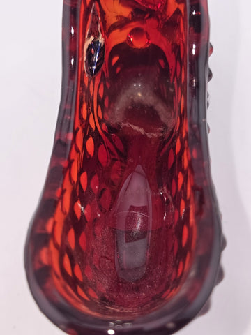 Vintage FENTON RUBY RED HOBNAIL GLASS PUSS 'n BOOTS SHOE EXCELLENT Cond.