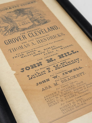 Rare Democratic Ticket President Grover Cleavland New Hampshire 1884 Election