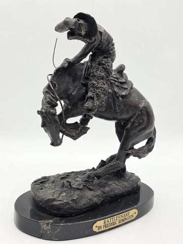 Frederic Remington The Rattlesnake Bronze Sculpture Cowboy Horse Western 12"