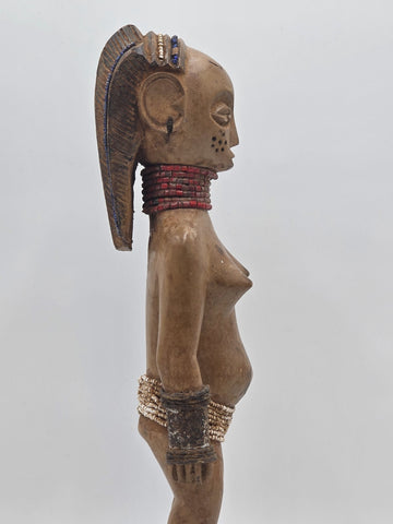 1940's Vintage Baule African Fertility Figure 15" Handcarved Wood Ivory Coast