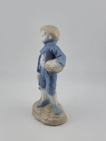 Antique Jens M. Jensen porcelain figure / Aalborg / boy with basket / Denmark #I