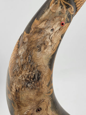 19th Cent. Antique Handcarved Asian Buffalo horn with dragon and Tiger Carvings.
