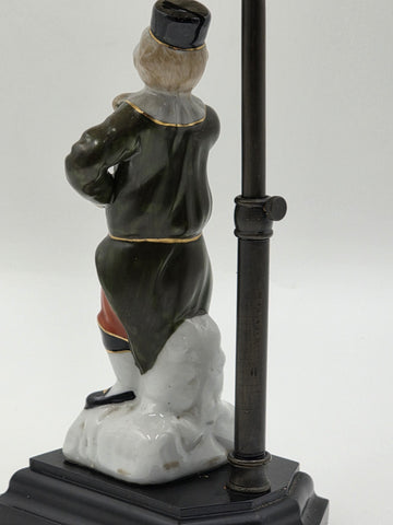 Antique 1940's Monkey Bellhop Figural Table Lamp Mid Century Ceramic Butler Lamp