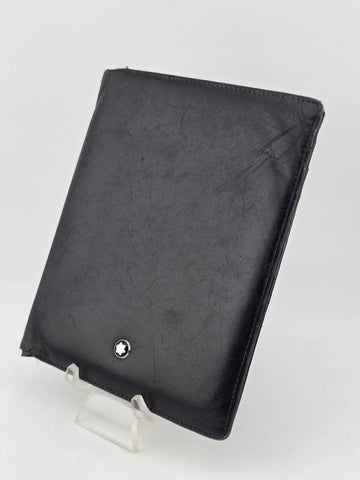 Vintage Montblanc Black Leather Bifold Wallet 14 Cc Slots. Made in Italy Snowcap