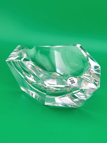 Fabulous 7” Val St Lambert Heavy Lead Crystal Amadis Faceted Octagon Ashtray