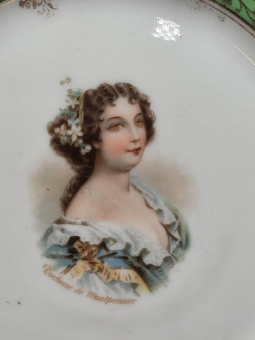 Set Of 3 19th C Antique Carlsbad Austria Porcelain Portrait Cabinet Plate 6.5 in