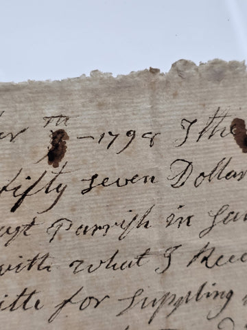 Ultra Rare 1798 Enoch Whipple Signed Church Receipt Salisbury MA Pulpit Payment