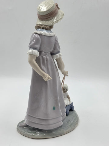 lladro Girl Pulling Wagon No. 5044 Collectible Figurine w/ Original Box 11" 1978
