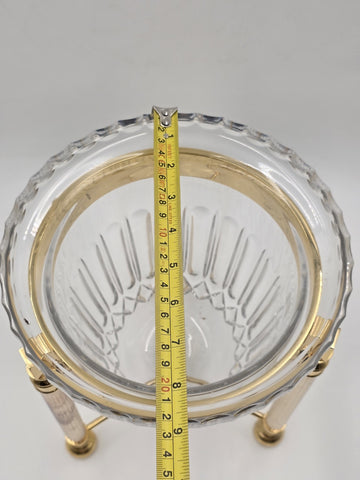 Design Guild Crystal Champagne Chiller Vertical Cut with Stand Brass Barware