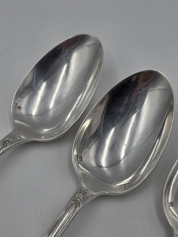 Set 4 Christofle France Silverplate Louis XV Rococo Dinner Table Spoons Flatware